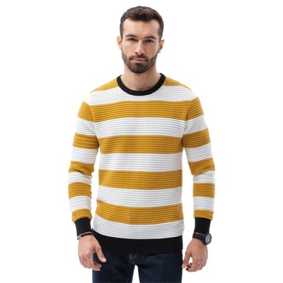 Sweter męski bawełniany E189 musztardowy XL