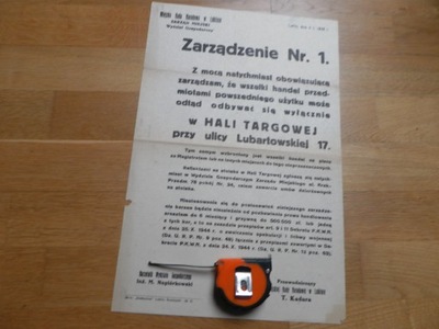 1945 OBWIESZCZENIE LUBLIN