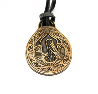 Bocian- słowiański amulet na płodność z rzemykiem