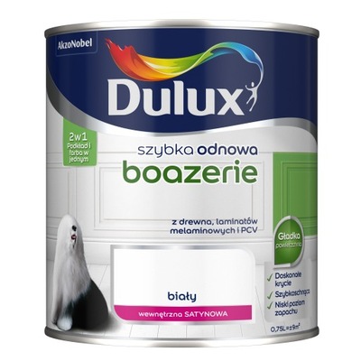 Farba Dulux Szybka Odnowa Boazerie 0,75L BIAŁA 2W1