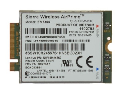 Karta Modem WWAN 4G LTE Sierra Wireless AirPrime EM7455 FRU 00JT547