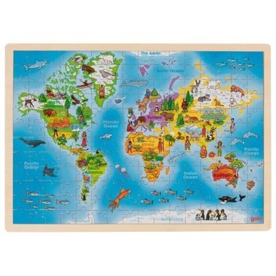 Zestaw Puzzle Edukacyjne Mapa Świata Drewniane