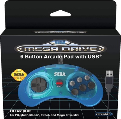 SEGA Mega Drive Official Pad USB Blue PC Switch