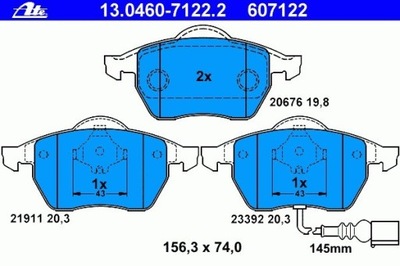 ZAPATAS DE FRENADO PARTE DELANTERA AUDI A3 96-, SEAT LEON 99-  