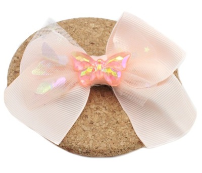 SPINKA DO WŁOSÓW KLAMRA DUŻA KOKARDA Z MOTYLKIEM MORELOWA