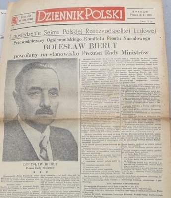 BOLESŁAW BIERUT POWOŁANY NA STANOWISKO Prezesa Rady Ministrów DP 1952/280