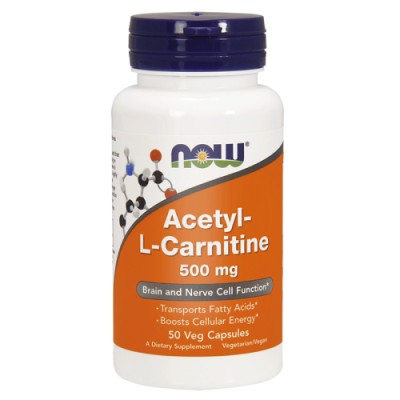 NOW Acetylo L-Karnityna 500 mg, 50 kaps.