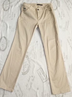 Zara beżowe jeansy cyrkonie proste spodnie beż M
