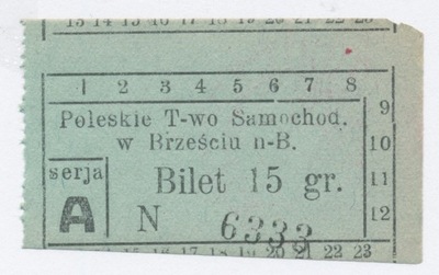 II RP Bilet Poleskie Tow. Sam. Brześć n. B. (275)