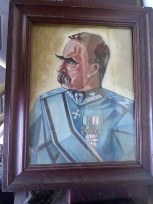 Sygnowany portret Piłsudski 1933 w starej ramie