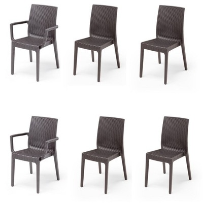 Krzesło fotel ogrodowe zestaw 6 szt. brązowe