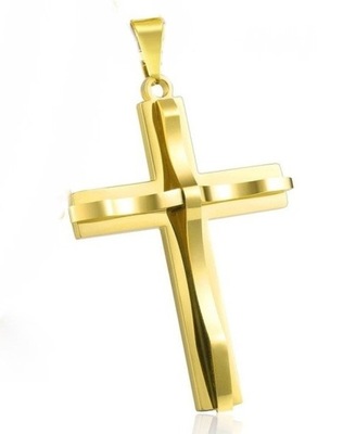 krzyż duży na łańcuszku złota tonacja