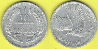 CHILE 10 PESOS 1958 r. AL