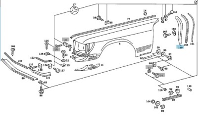 Прокладка крыла стены перегородки перед правая mercedes sl r107 фото №1