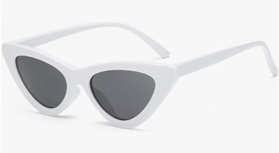 Okulary przeciwsłoneczne w stylu retro lata 90 kocie oczy modne białe