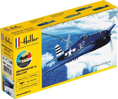 Heller 56272 Starter Set F6F-5 Hellcat 1:72 klej pędzelek farbki