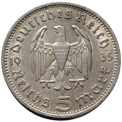 87749. Niemcy - 5 reichsmarek - 1935r. - F - Ag (opis!)