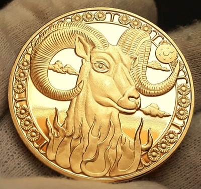 Znaki Zodiaku - Baran , pozłacany medal