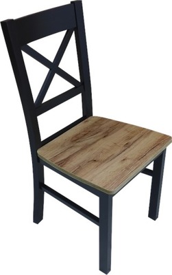 Krzesło drewniane czarne dąb craft złoty loft