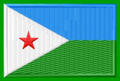Naszywka flaga Dżibuti haftowana z termofolią 7 cm szeroka
