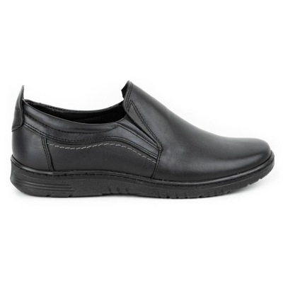 Buty męskie skórzane wsuwane 727MP czarne 49