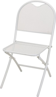 Krzesło składane metalowe białe 87x40x37,5 cm