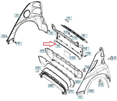 SMART FORTWO 451 SOPORTE BRIDA DE PARAGOLPES PARTE TRASERA OE  