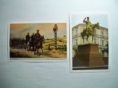 Pomnik Józef Piłsudski... i Przekroczenie granicy... - 2 pocztówki.