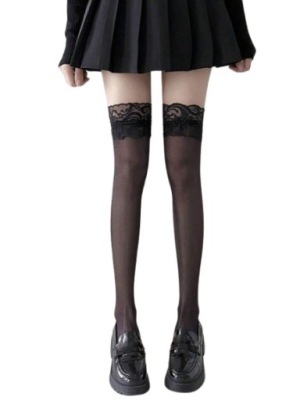 SHEIN CZARNE POŃCZOCHY KORONKA UXX SC1__OS