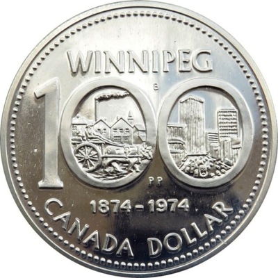 1 Dolar, 100 Lat Winnipeg 1975, Kanada, certyfikat