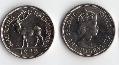 MAURITIUS BRYTYJSKI 1975 1/2 RUPEE