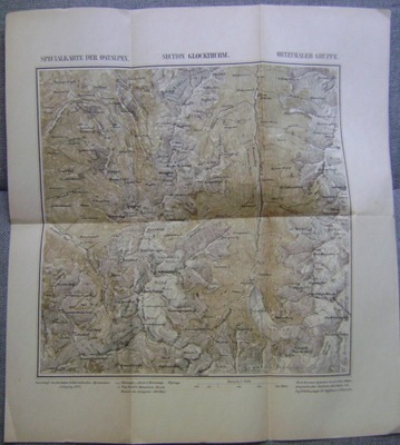 MAPA ALPY -OSTALPEN -GLOCKTHURM -rok 1876