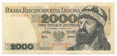 Polska, PRL, 2.000 złotych 1977, ser. L, RZADSZA, st. 3