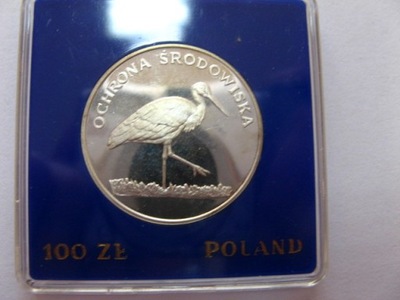 Moneta 100 zł Bocian 1982 MENNICZA