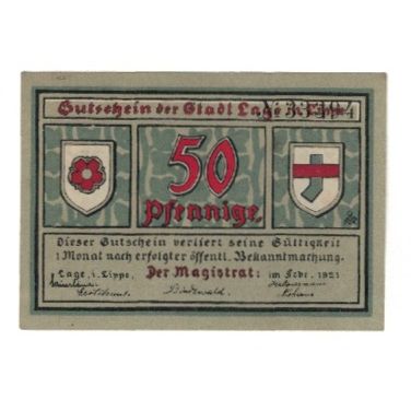 Banknot, Niemcy, Lage Stadt, 50 Pfennig, Eglise, 1