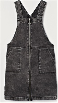 H&M czarna JEANSOWA SPÓDNICA na szelkach r.164