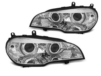 FAROS XENÓN ANGEL BMW X5 E70 07-10 DRL CROMO DIODO LUMINOSO LED  