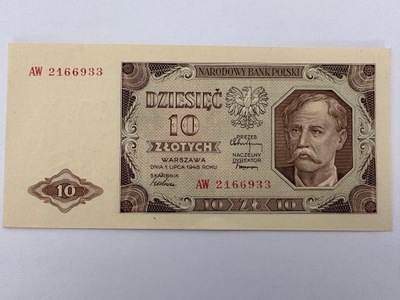 Banknot 10 złotych, seria AW z 1948 roku
