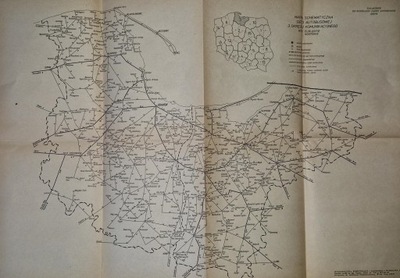 Mapa sieciowy rozkład jazdy PKS okręg 3 1978 / 1979 rok