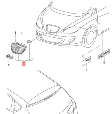 Решітка радіатора радіатора чорний сатинова seat leon фото №1