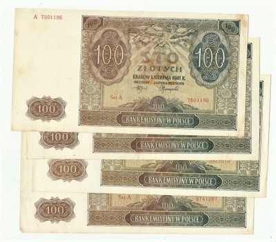 100 złotych 1941 seria A, ładny stan