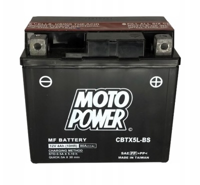 MOTOPOWER AGM 12V 4AH/70A CBTX5L-BS P+ ETX5L-BS