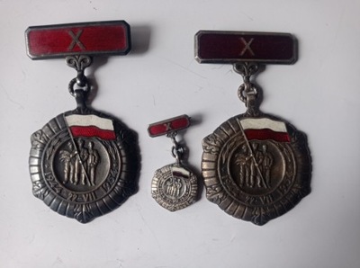 MEDAL X LECIA PRL - 22.VII 1944-1954 - 3 SZTUKI (MINIATURKA)