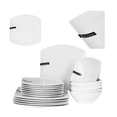 Komplet talerzy porcelanowy FESTA ITALIA 18-elementowy biały