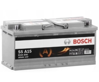 Акумулятор bosch agm 12v 105ah 950a p+ s5a15 фото №1