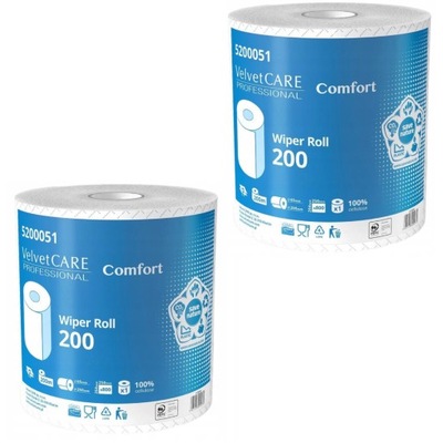 Czyściwo przemysłowe dwuwarstwowe celuloza Velvet Comfort 200 2 rolki biały
