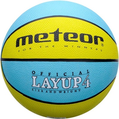 Piłka koszykowa Meteor Layup 4 żółto-niebieska 07046 4