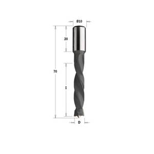 CMT Wiertło HW nieprzel D=5 I=43 L=70 S=10x20 RH