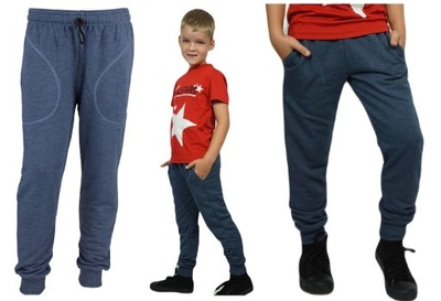 Spodnie dresowe CIEPŁE ocieplane meszkiem 122 jeansowe