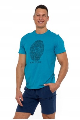 T-shirt koszulka BORN TO RIDE turkus - 2XL